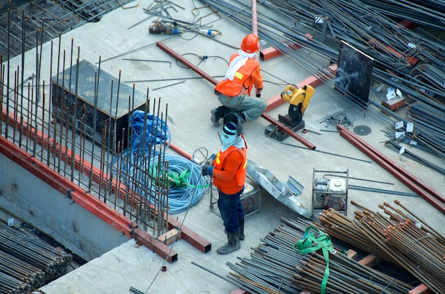 construction site workers on building site